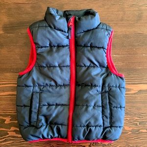 Jumping Beans Puffer Puffy Winter Zip Up Vest Size 3T 4T Grey with Red Fleece